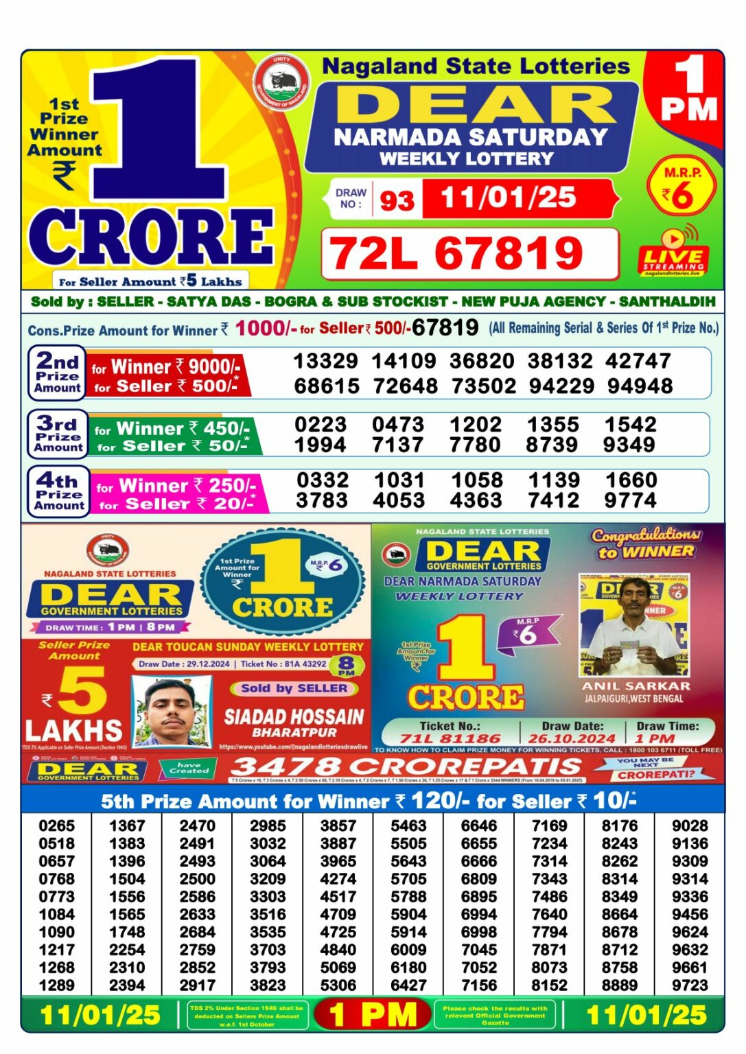 Lottery Sambad 1 PM Result