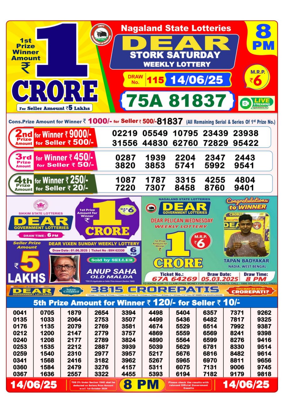 8 PM Lottery Result