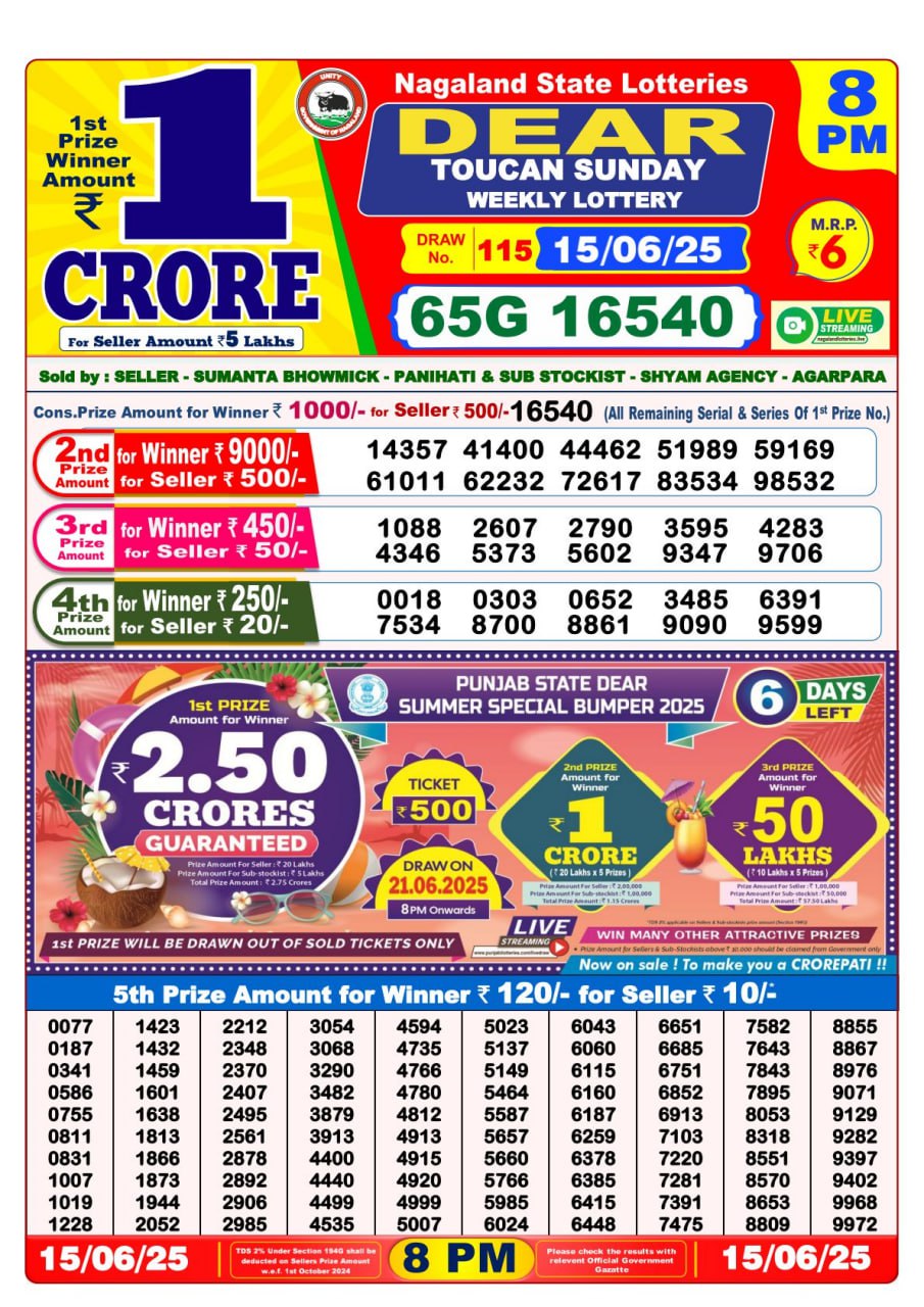 8 PM Lottery Result
